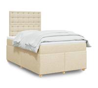 vidaXL Sommier à lattes de lit avec matelas crème 120x190 cm tissu