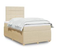 vidaXL Sommier à lattes de lit avec matelas crème 120x190 cm tissu