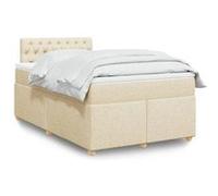 vidaXL Sommier à lattes de lit avec matelas crème 120x190 cm tissu