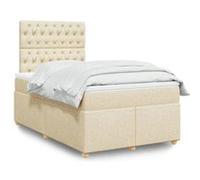 vidaXL Sommier à lattes de lit avec matelas crème 120x190 cm tissu, lit, lit à plate-forme, lit à panneaux, meuble de 3291231 Beige G