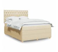 vidaXL Sommier à lattes de lit avec matelas Crème 140x190 cm Tissu