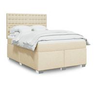 vidaXL Sommier à lattes de lit avec matelas Crème 140x190 cm Tissu