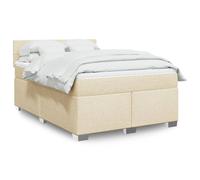 vidaXL Sommier à lattes de lit avec matelas Crème 140x190 cm Tissu