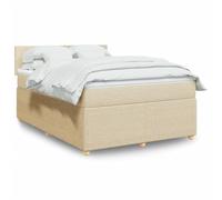 vidaXL Sommier à lattes de lit avec matelas Crème 140x190 cm Tissu