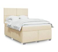 vidaXL Sommier à lattes de lit avec matelas Crème 140x190 cm Tissu