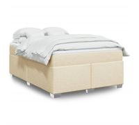 vidaXL Sommier à lattes de lit avec matelas Crème 140x190 cm Tissu