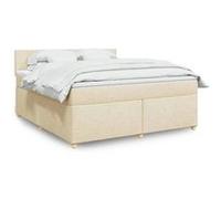 vidaXL Sommier à lattes de lit avec matelas Crème 180x200 cm Tissu 3289057 Beige G