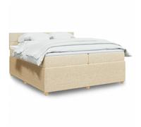 vidaXL Sommier à lattes de lit avec matelas Crème 200x200 cm Tissu