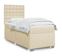 vidaXL Sommier à lattes de lit avec matelas Crème 80x200 cm Tissu
