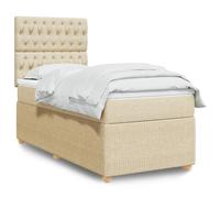 vidaXL Sommier à lattes de lit avec matelas Crème 80x200 cm Tissu