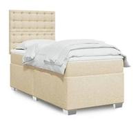 vidaXL Sommier à lattes de lit avec matelas Crème 80x200 cm Tissu