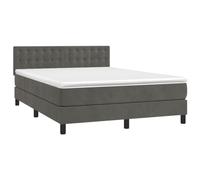 vidaXL Sommier à Lattes de Lit avec Matelas et LED, Lit Rembourré, Lit Double, Lit Adulte de Chambre à Coucher Intérieur, Moderne, Gris Foncé 140x200 cm