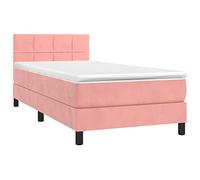 vidaXL Sommier à Lattes de Lit avec Matelas et LED, Lit Rembourré, Lit Simple, Lit Adulte de Chambre à Coucher Intérieur, Moderne, Rose 100x200 cm