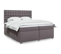 vidaXL Sommier à lattes de lit avec matelas Gris 200x200 cm Similicuir