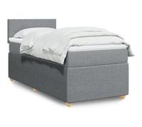 vidaXL Sommier à lattes de lit avec matelas Gris clair 100x200cm Tissu Gris