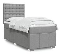 vidaXL Sommier à lattes de lit avec matelas Gris clair 100x200cm Tissu 3291593 Gris G
