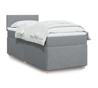 vidaXL Sommier à lattes de lit avec matelas Gris clair 100x200cm Tissu Gris