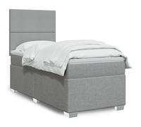 vidaXL Sommier à lattes de lit avec matelas Gris clair 100x200cm Tissu Gris
