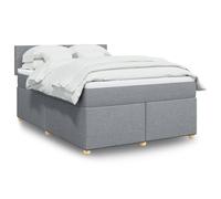 vidaXL Sommier à lattes de lit avec matelas Gris clair 140x190cm Tissu