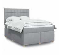 vidaXL Sommier à lattes de lit avec matelas Gris clair 140x190cm Tissu