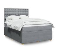 vidaXL Sommier à lattes de lit avec matelas Gris clair 140x190cm Tissu Gris