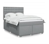 vidaXL Sommier à lattes de lit avec matelas Gris clair 140x190cm Tissu Gris