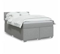 vidaXL Sommier à lattes de lit avec matelas Gris clair 140x190cm Tissu Gris