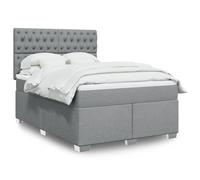 vidaXL Sommier à lattes de lit avec matelas Gris clair 140x190cm Tissu Gris