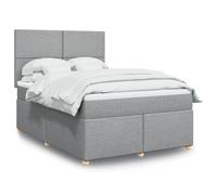 vidaXL Sommier à lattes de lit avec matelas Gris clair 140x190cm Tissu Gris
