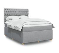 vidaXL Sommier à lattes de lit avec matelas Gris clair 140x190cm Tissu Gris