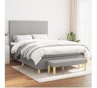 vidaXL Sommier à lattes de lit avec matelas Gris clair 140x200cm Tissu 3136997