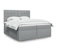 vidaXL Sommier à Lattes de lit avec Matelas Gris Clair 200x200cm Tissu