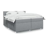 vidaXL Sommier à lattes de lit avec matelas Gris clair 200x200cm Tissu