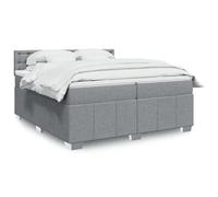 vidaXL Sommier à lattes de lit avec matelas Gris clair 200x200cm Tissu
