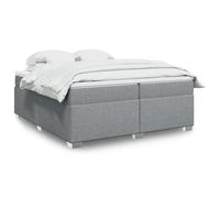 vidaXL Sommier à lattes de lit avec matelas Gris clair 200x200cm Tissu
