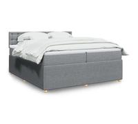vidaXL Sommier à lattes de lit avec matelas Gris clair 200x200cm Tissu