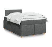vidaXL Sommier à lattes de lit avec matelas gris foncé 120x190cm tissu