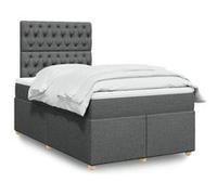vidaXL Sommier à lattes de lit avec matelas gris foncé 120x190cm tissu 3293527 Gris G
