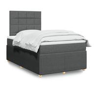 vidaXL Sommier à lattes de lit avec matelas gris foncé 120x190cm tissu Gris