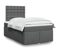 vidaXL Sommier à lattes de lit avec matelas gris foncé 120x190cm tissu, lit, lit à plate-forme, lit à panneaux, meuble de 3291234 Gris G