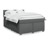 vidaXL Sommier à lattes de lit avec matelas Gris foncé 140x190cm Tissu