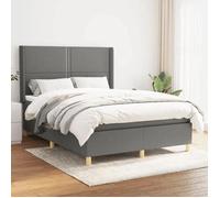 Vidaxl Sommier À Lattes De Lit Avec Matelas Gris Foncé 140x200cm Tissu