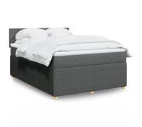 vidaXL Sommier à lattes de lit avec matelas Gris foncé 160x200cm Tissu