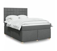 vidaXL Sommier à Lattes de lit avec Matelas Gris foncé 160x200cm Tissu, lit, lit à Plate-Forme, lit à Panneaux, Meuble de Chambre à Coucher