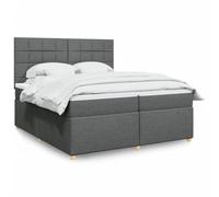 vidaXL Sommier à lattes avec matelas 200x200 cm Tissu gris foncé