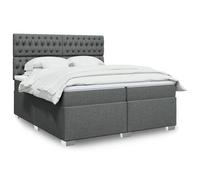 vidaXL Sommier à lattes de lit avec matelas Gris foncé 200x200cm Tissu