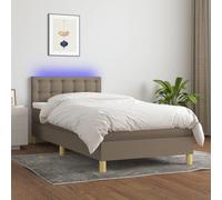 Vidaxl Sommier À Lattes De Lit Avec Matelas Led Taupe 80x200 Cm Tissu Gris