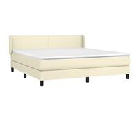 vidaXL Sommier à Lattes de Lit avec Matelas, Lit Rembourré, Lit Double, Lit Adulte de Chambre à Coucher Intérieur, Moderne, Crème 160x200cm Similicuir