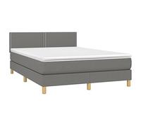 vidaXL – Sommier à lattes avec matelas – Lit rembourré double moderne, tissu gris foncé 140x200 cm