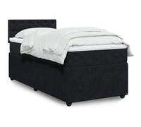 vidaXL Sommier à lattes de lit avec matelas Noir 100x200 cm Velours Noir